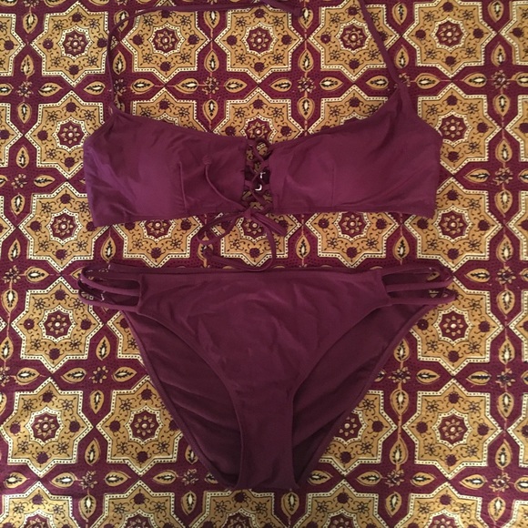 Joe Boxer Other - Maroon Strappy Scoop Bikini Top XXL / Bottom XL